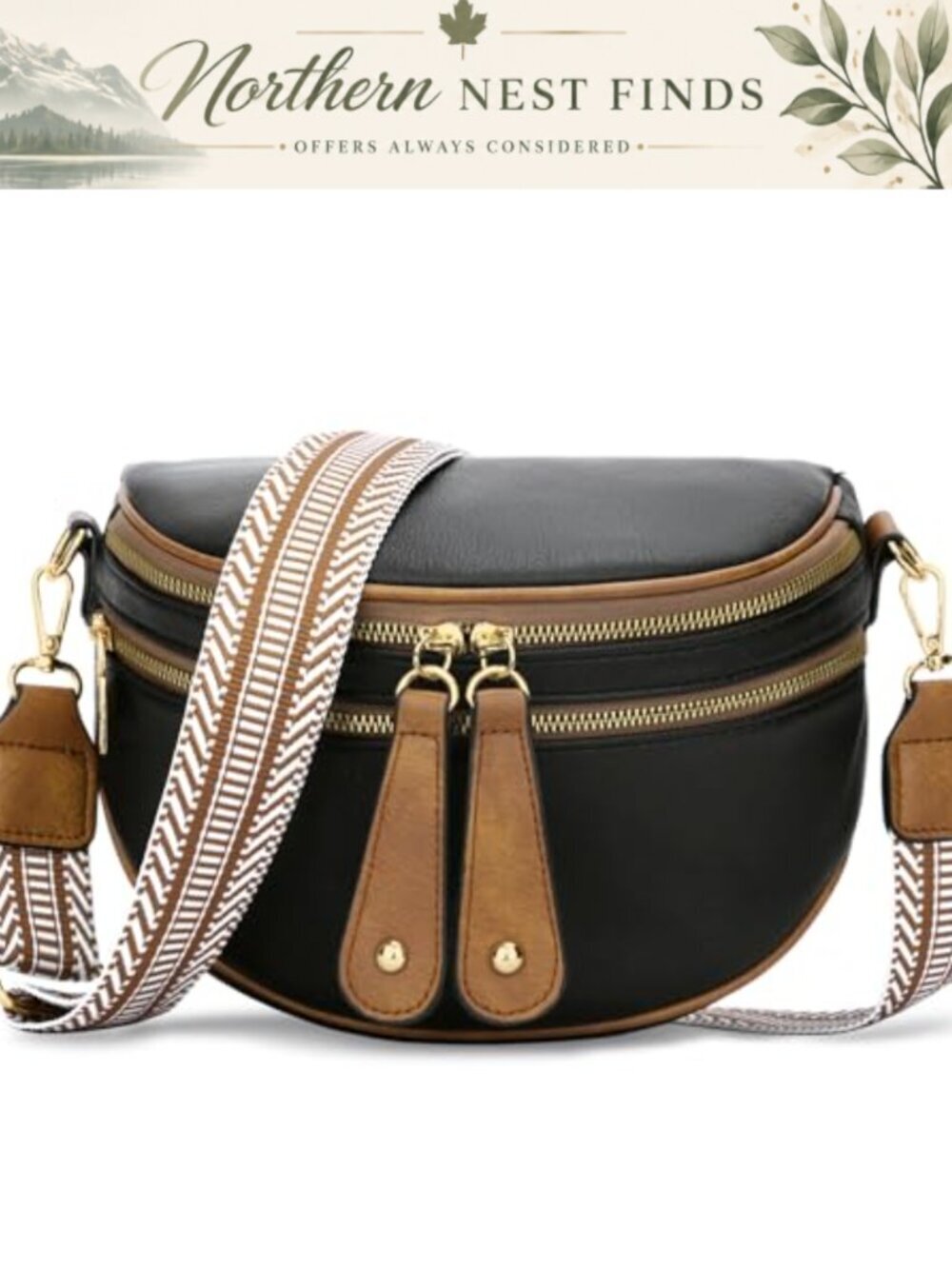 Vegan Leather Crossbody Sling Bag Fanny Pack Chest Bag Adjustable Strap